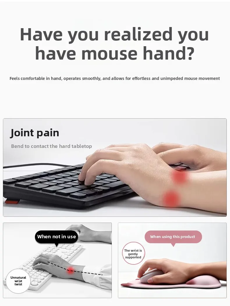 Niedliches Katzen-Silikon-Handgelenkauflage-Mauspad Ergonomische Schreibtischunterlage für Büro Gaming Mädchen 8 Musteroptionen – Detail 4