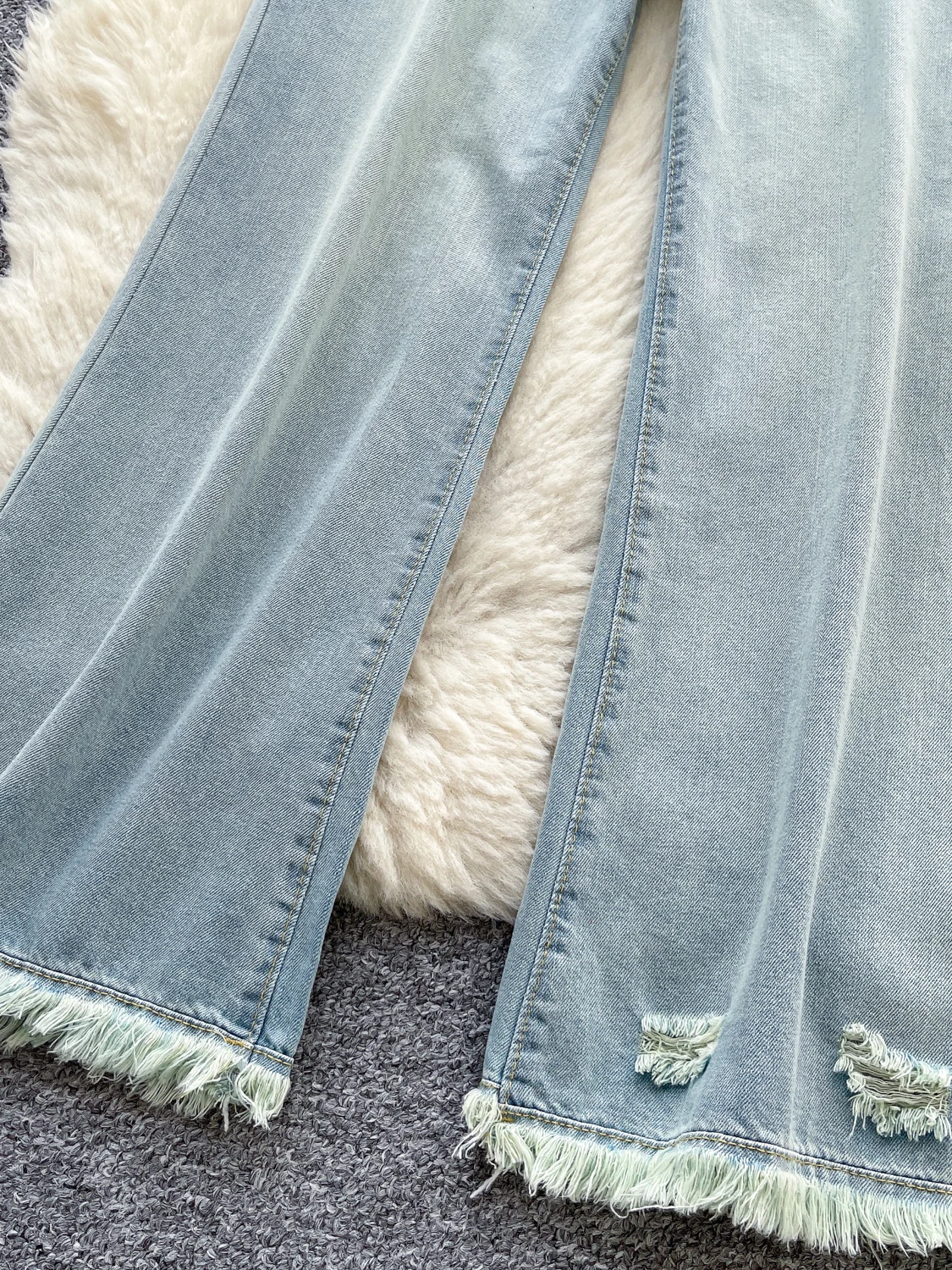 

Корейские модные джинсы-колокольчики с высокой талией, женские свободные утягивающие повседневные прямые брюки с девятью лоскутных джинсов