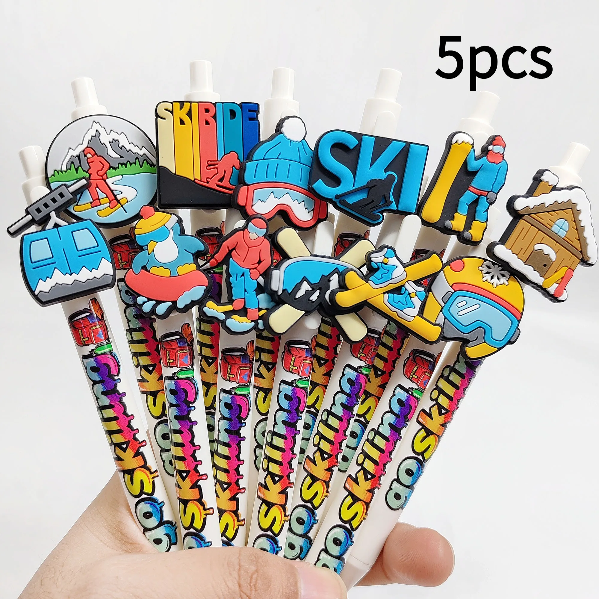 5 قطعة/12 قطعة الشتاء مغامرة تحدي التزلج سلسلة قلم حبر جاف طالب الكتابة توقيع هدية المفضلة هدية