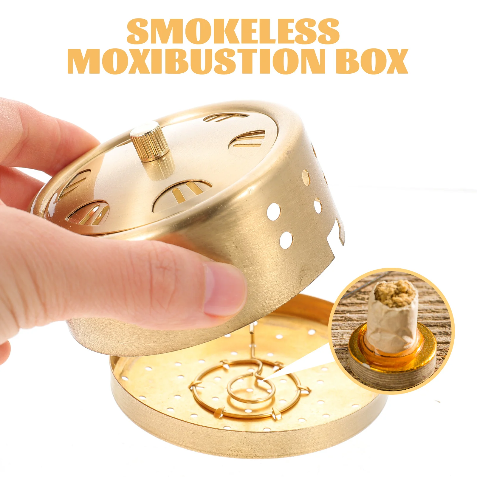 Portable Smokeless Moxibustion Box Massager Copper Moxa-moxibustion Burner Case