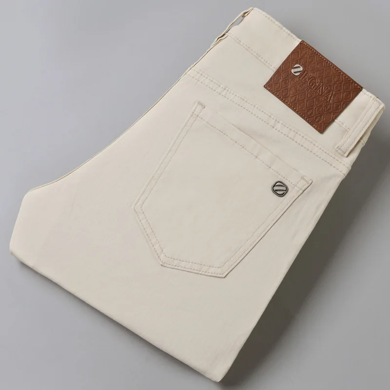 2025 spring/summer high end luxury fashion jeans for men, elastic trend versatile, slim fit, simple and casual pants