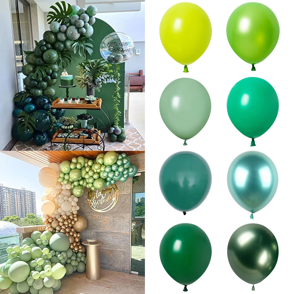 10/20/30pcs Green Latex Balloons Olive Avocado Green Balloon Jungle Forests Theme Birthday Baby Shower Party Decor Globos