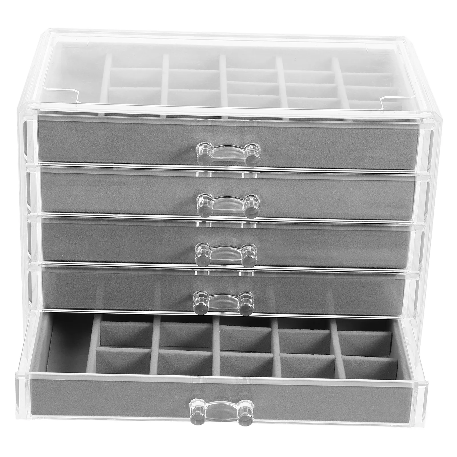 

Acrylic Jewelry Drawer Storage Box Earring Holder Display St Grey Large Capacity Acrylic Rock Collection Display Case Necklace