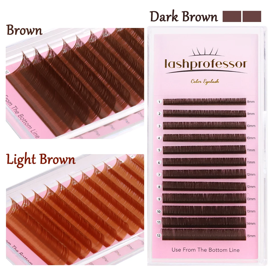 

Lashprofessor Colored Classic Eyelashes Individual Colored False Eyelash Extension Natural Light/Dark Brown Lashes Makeup Cilios