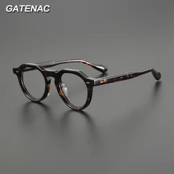 Gatenac Vintage Acetate Glasses Frame Men Retro Prescription Myopia Eyeglasses Frame Women Japan Luxury Brand Designer Eyewear