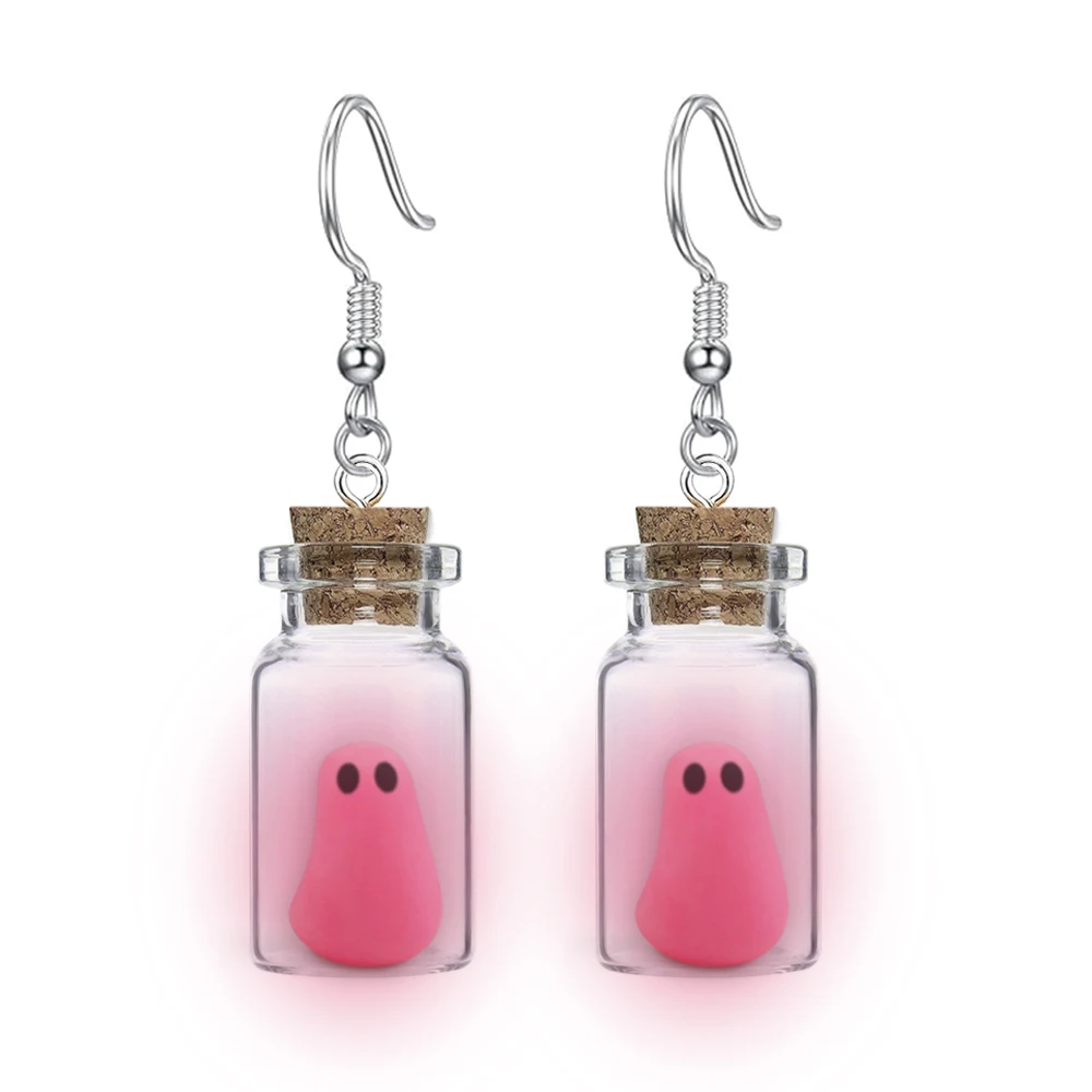 Ghost in Bottle Earrings Glow in the Dark Ghost Dangle Earrings Luminous Halloween Jewelry for Women and Girl image 6