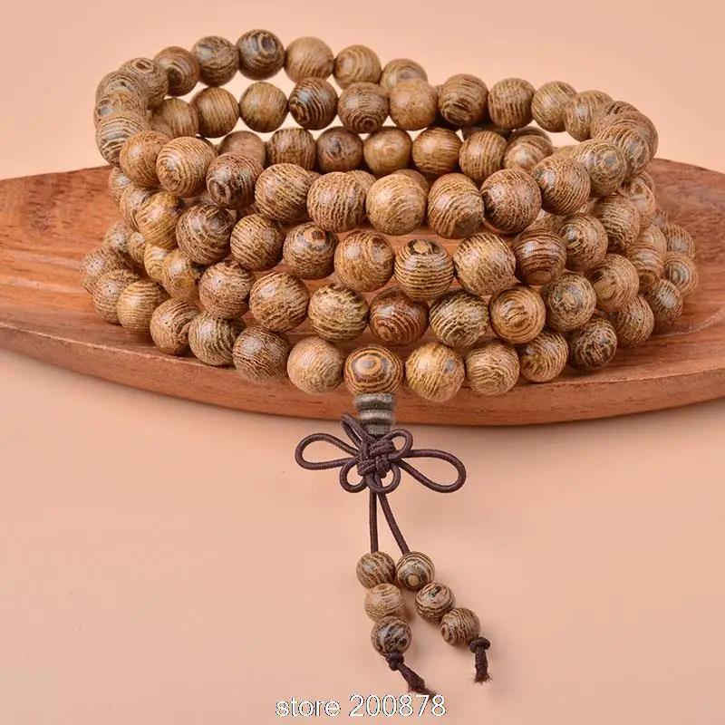 Buddhist 108 Wenge Prayer Beads Mala 6/8mm Fashion Wooden Bracelets BRO503