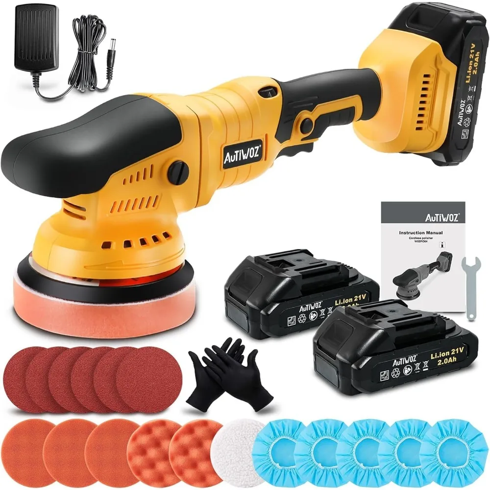 

Cordless Car Buffer Polisher with 2 Batteries, 5 Inch Random Orbital for Detailing, Waxing, Polishing