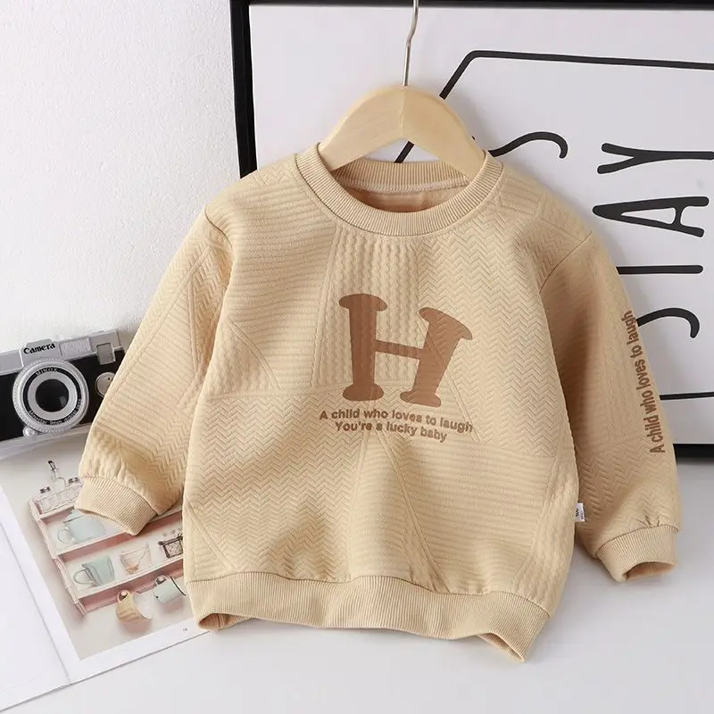 

2023 Spring Autumn New Fashion Children's Clothing Letter Printing Round Neck Long Sleeve Simplicity Versatile Casual Pullover