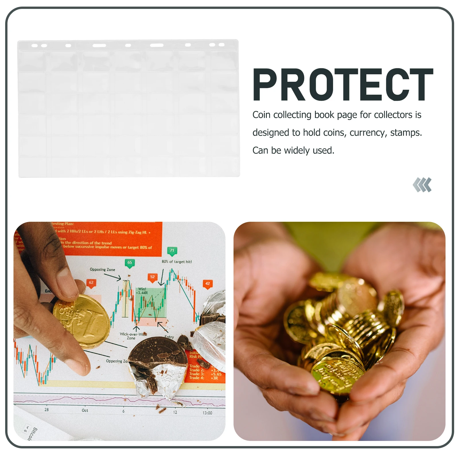 

Clear Coin Storage Pages 10 Sheets PVC Coin Holders for Albums Collectors Protection Binder Sleeves Bill Holders for Collectors