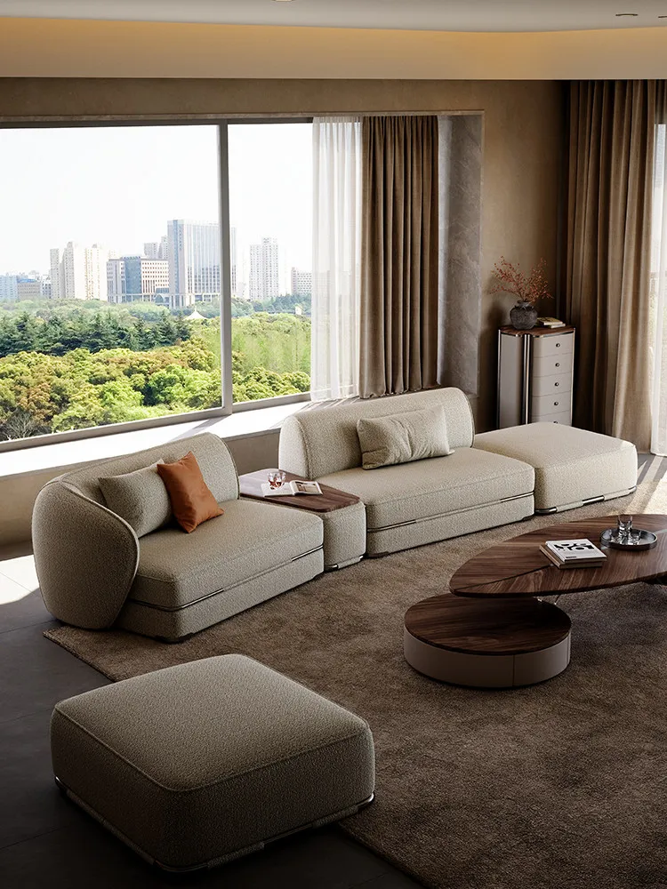 Italian Fabric Sofa, Curved Villa Mansion Large Flat High-end Designer, Sofa Combination