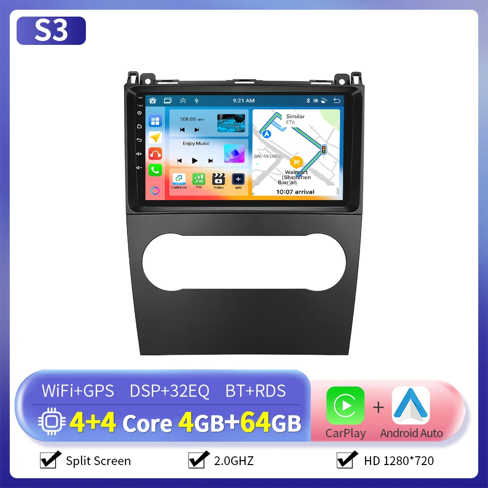 Camecho Autoradio Draadloze CarPlay Android Auto Voor Mercedes-Benz B-Klasse/A-Klasse 2008-2011 Auto Intelligente Systemen GPS 4G Wifi