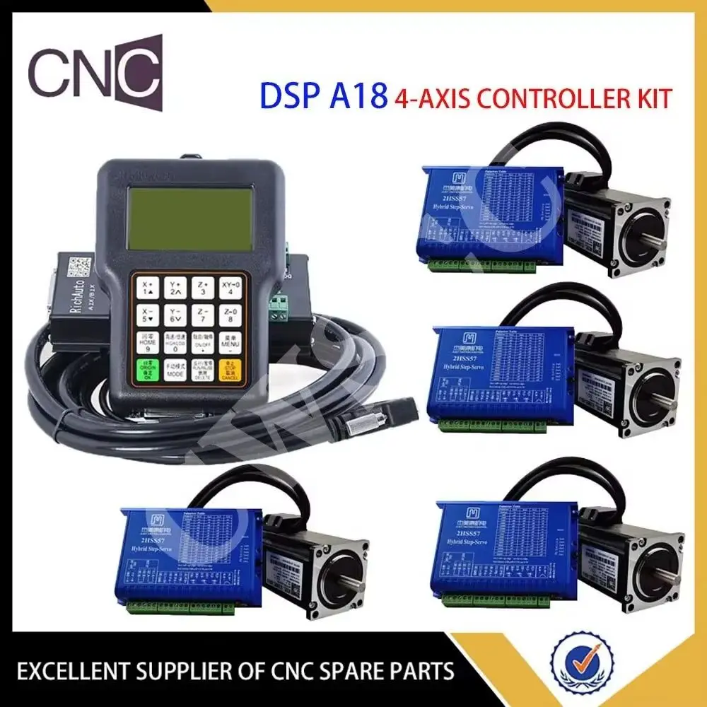 RichAuto DSP A18 Handheld 4-axis CNC Controller Kit Motion Control System Remote Engraving and Cutting NEMA23 Hybrid Servo Motor