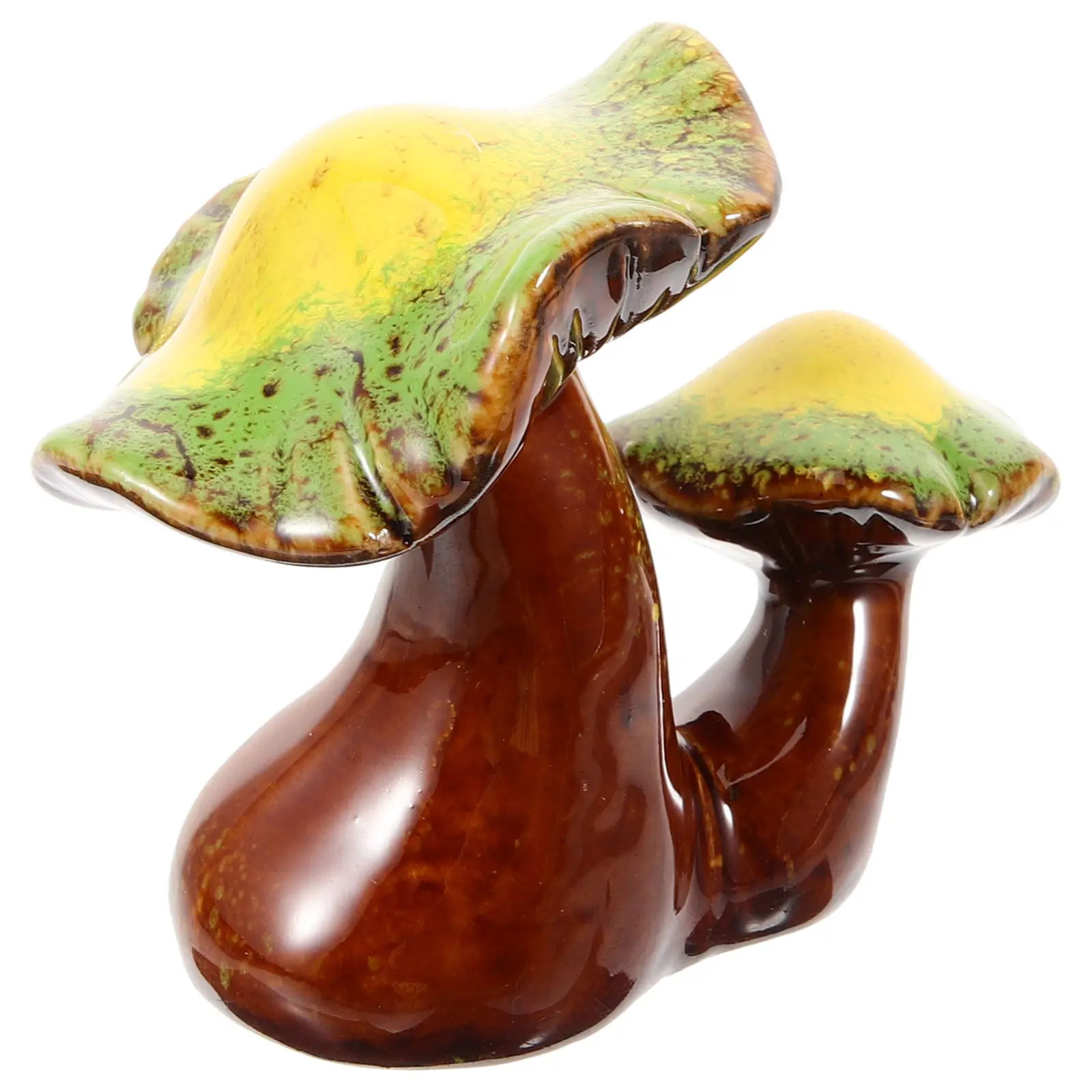Ceramic Mushroom Sculpture Handcrafted Lifelike Garden Home Decor Statue for Desktop Tabletop Shelf Office Living Room