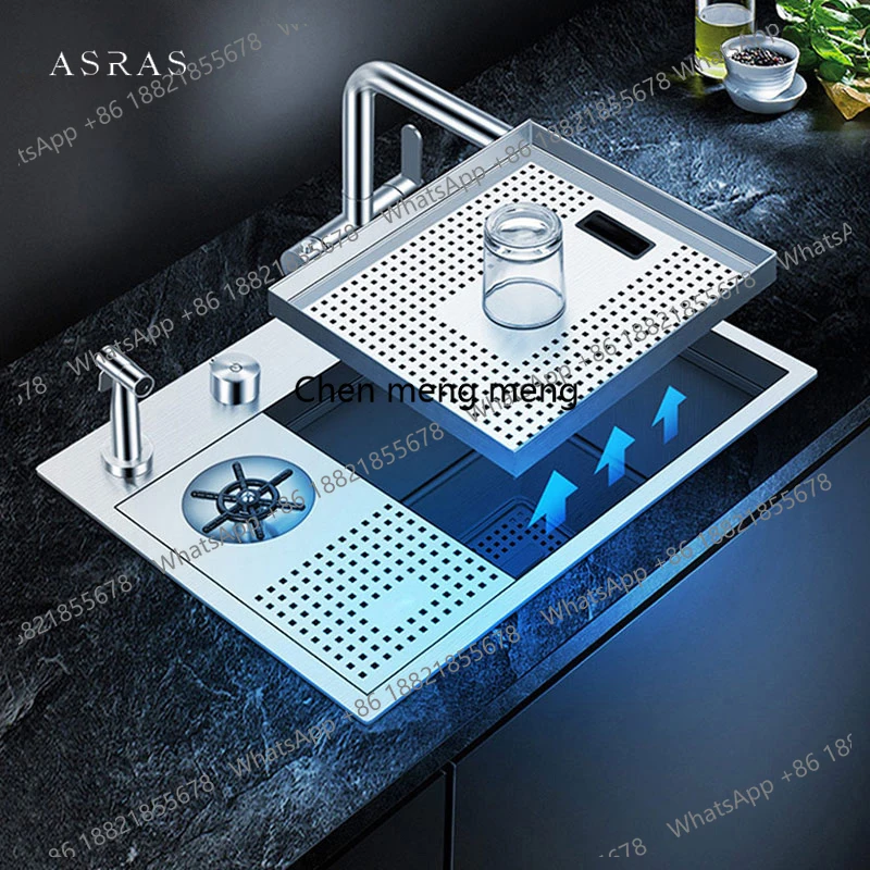 Island Hidden kitchen Sink 304 Stainless Steel 4mm Thickness Handmade Brushed Sink High Pressure Cup Washer kitchen Sinks