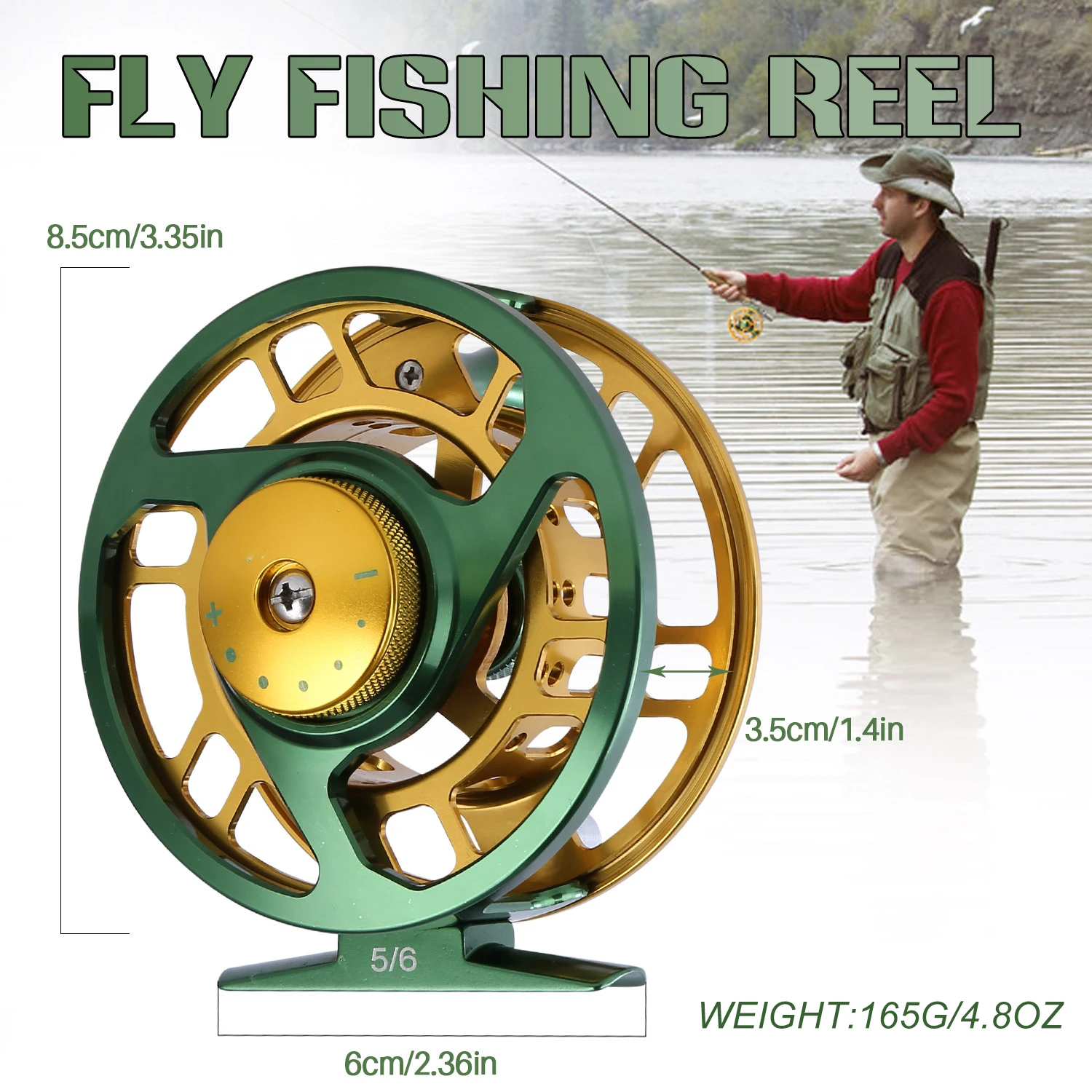 Sougayilang Fliegen fischer Rollen Aluminium legierung 5/6 7/8wt Fliegen rolle Zahnrad bearbeitet Mikro einstellbar Schlepp fliegen Angel rolle de Pesca – Detail 5
