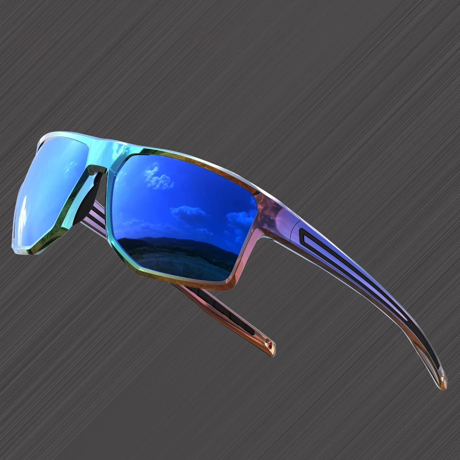 VEITHDIA Polarisierte quadratische Vintage-Sonnenbrille TR90 VA012 Sport-Sonnenbrille für Männer und Frauen, Angeln, Laufen, Radfahren, Golf, Fahren
