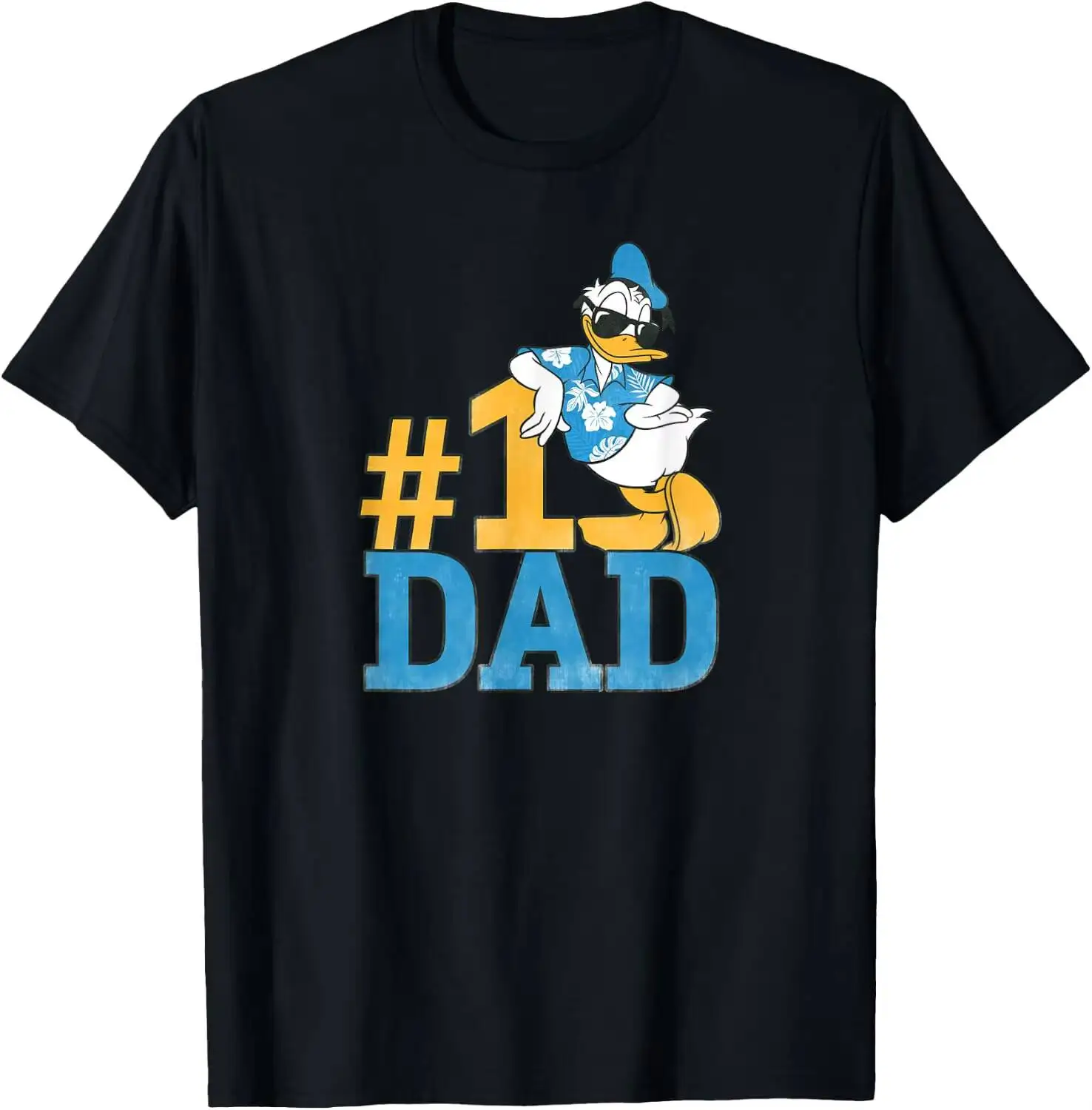 Donald Duck Number One Dad Sunglasses Father's Day T-Shirt Summer Short-Sleeved Breathable Sweat-Wicking Versatile Fashion 100%