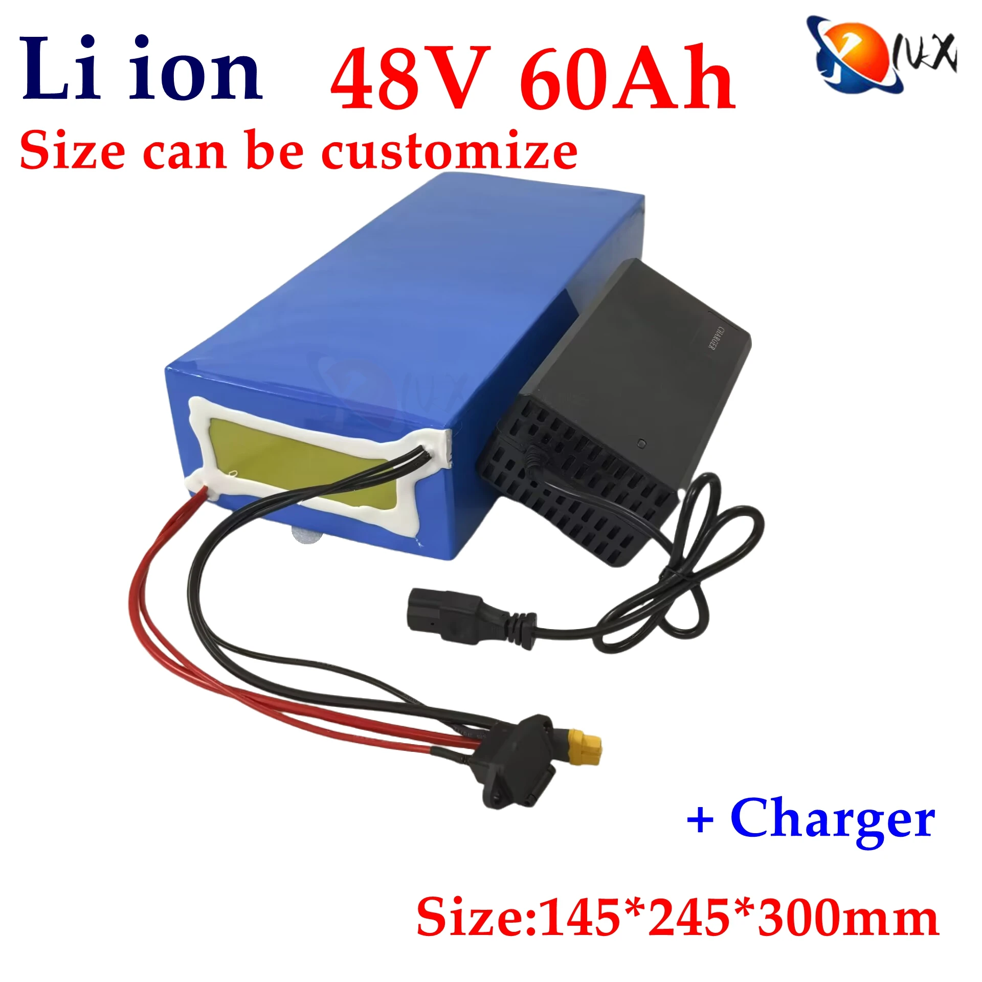 YNX 48V 60AH lithium ion battery BMS 13S li ion for Solar street AGV scooter bike Tricycle inverter golf cart boat +5A Charger