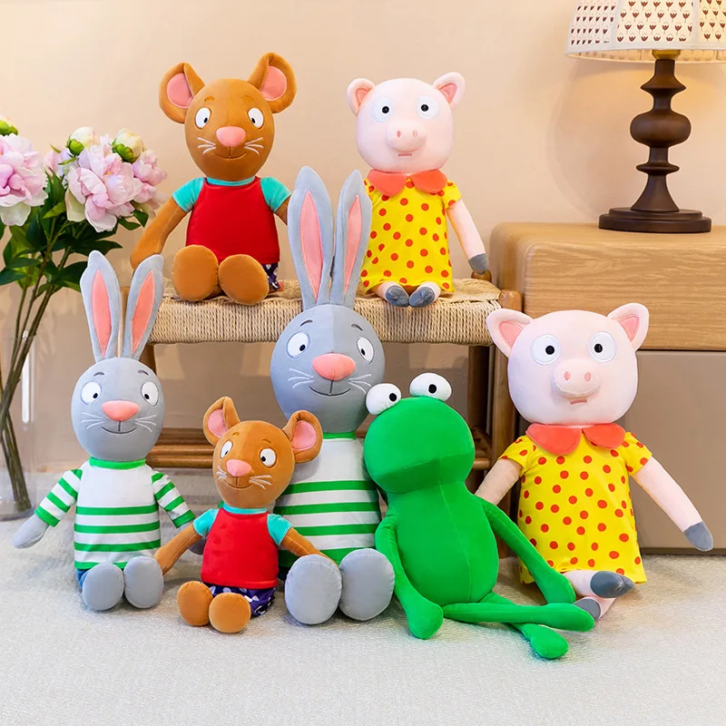 Brinquedos de Pelúcia Pip e Posy de Tamanho Grande 60cm, Figuras de Pelúcia de Desenho Animado, Coelho, Rato, Porquinho, Sapo, Bonecos de Animais de Pelúcia Educativos para Crianças