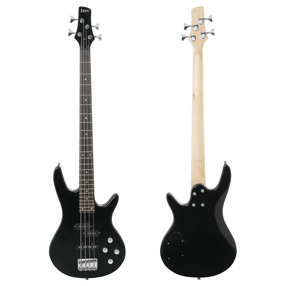 IRIN 4 String Electric Bass Guitar Professional 24 Frets Maple Body Bass Guitar Black Gloss Finish Stringed Musical Instrument