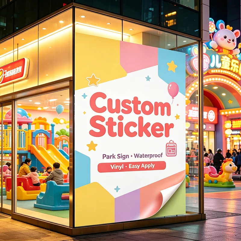 Any Size 100cm Custom Sticker Waterproof Vinyl Decal Amusement Park Lego Store Toy Shop Supermarket Convenience Store Removable