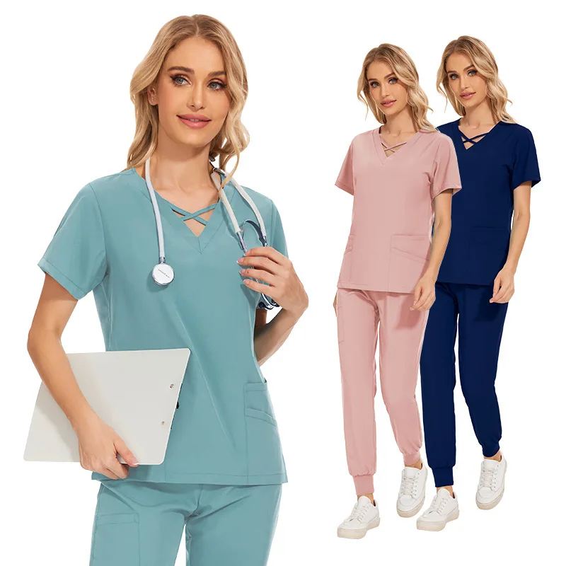 Stretch Medical Uniforms Women Scrubs Sets Nurses Accessories Scrub Tops Joggers Dental Clinic Beauty Salon Lab Workwear Clothes