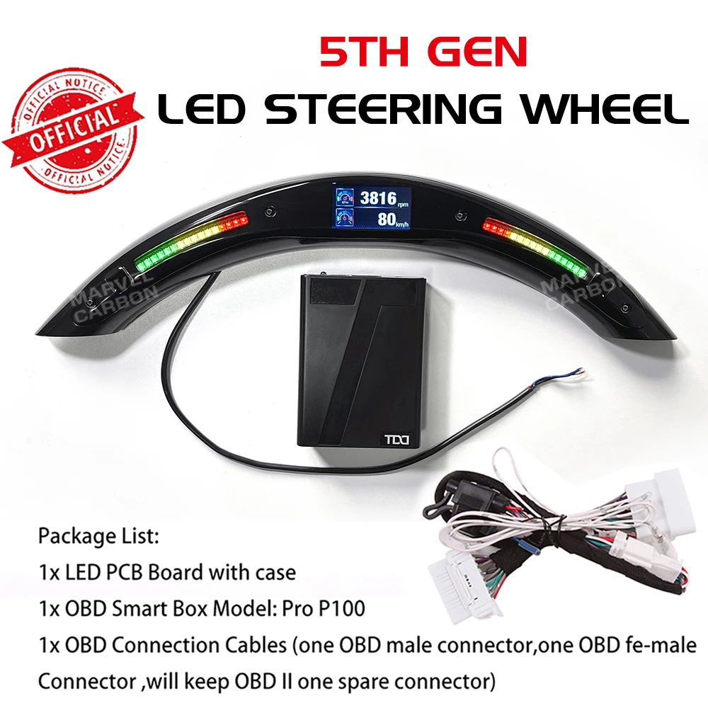 Car Auto Steering Wheel LED Display with Intellignet Module Kit Universal Accessory for LED Performance Steering Wheel