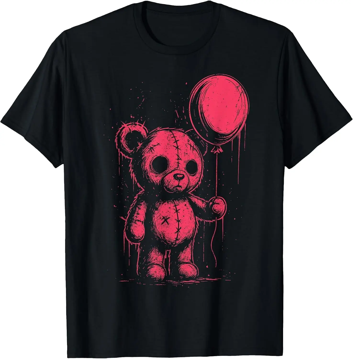 Creepy Cute Teddy Bear Pastel Goth Grunge Horror Lover T-Shirt Men Casual Graphic Print T‑Shirt Crew Neck Short Sleeve Vintage Street Style Soft Fabric Daily Wear Tops. Holiday Festive, Party Wear, Theme Print Tee.