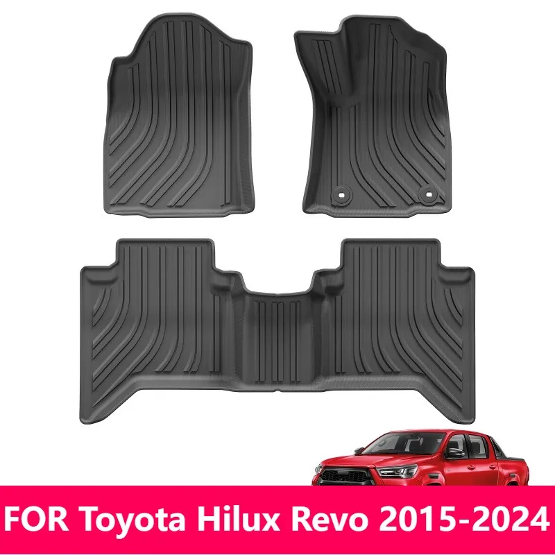 

For Toyota Hilux Revo 2015-2024 TPE 3D Floor Mats, Waterproof Auto Interior Accessories
