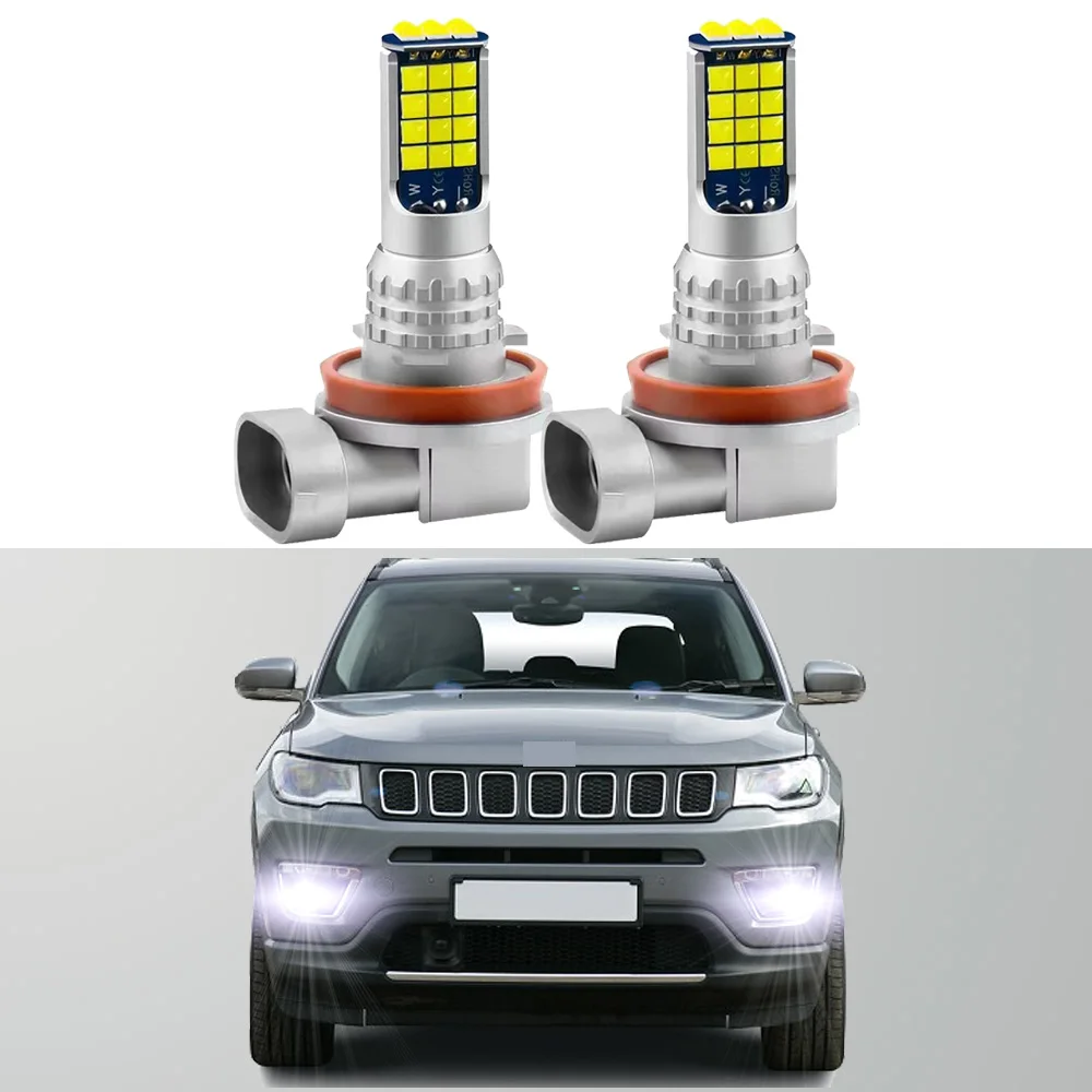 

2pcs Led Car Fog Lamp For Jeep Compass MK49 MP 2011-2017 2018 2019 2020 2021 Front Fog Light Bulb Car Accessories Canbus