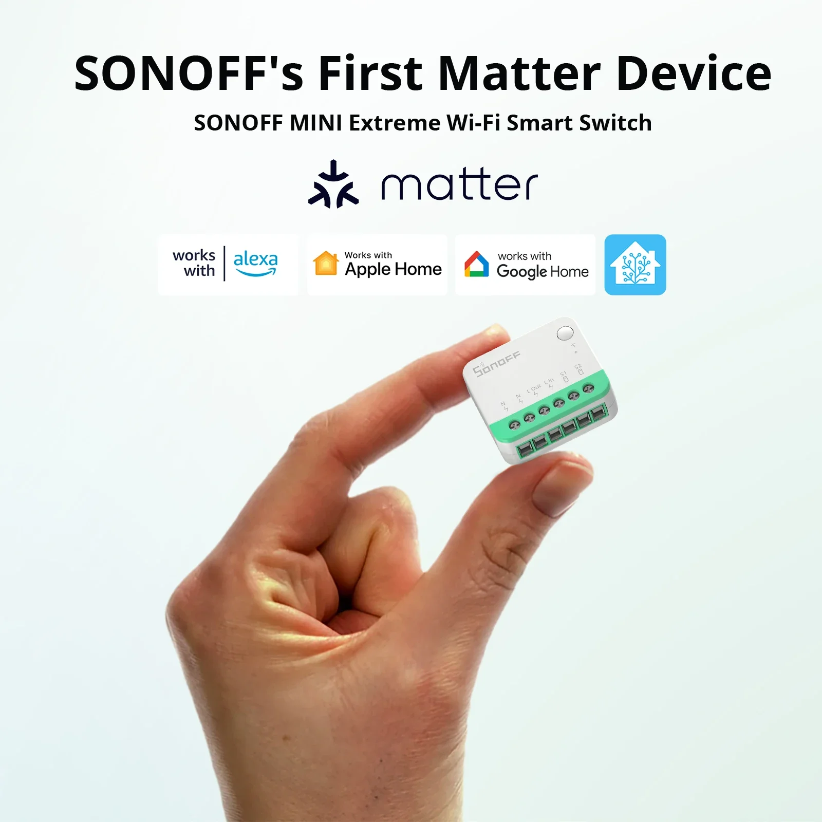 SONOFF MINIR4M MINI Extreme Wi-Fi Smart Switch ESP32 Chip Detach Relay Matter Compatible eWeLink Voice Control via Alexa Google