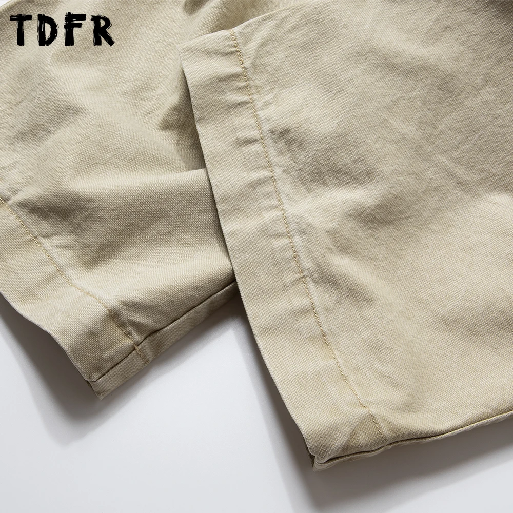 Multi-Pocket Pleated Cargo Pants Mens Safari Style Washed Distressed Straight-leg Trousers Man