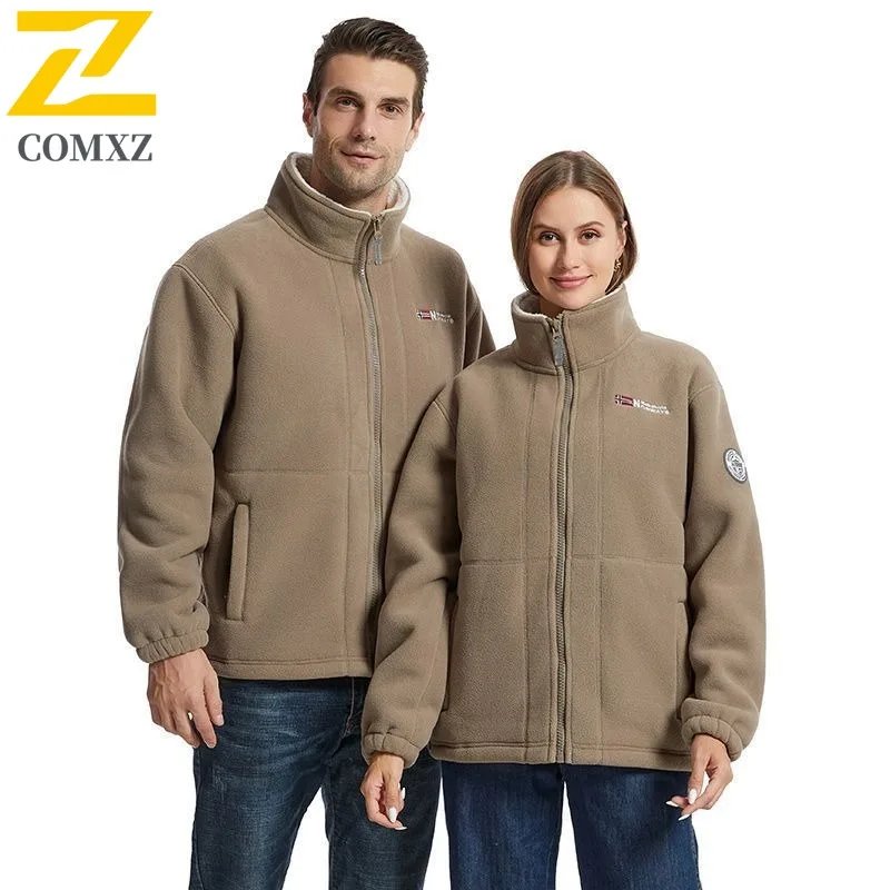 

COMXZ Мужская американская стеганая куртка из флиса, модная теплая парка с воротником-стойкой, однотонная ветрозащитная зимняя куртка для кемпинга