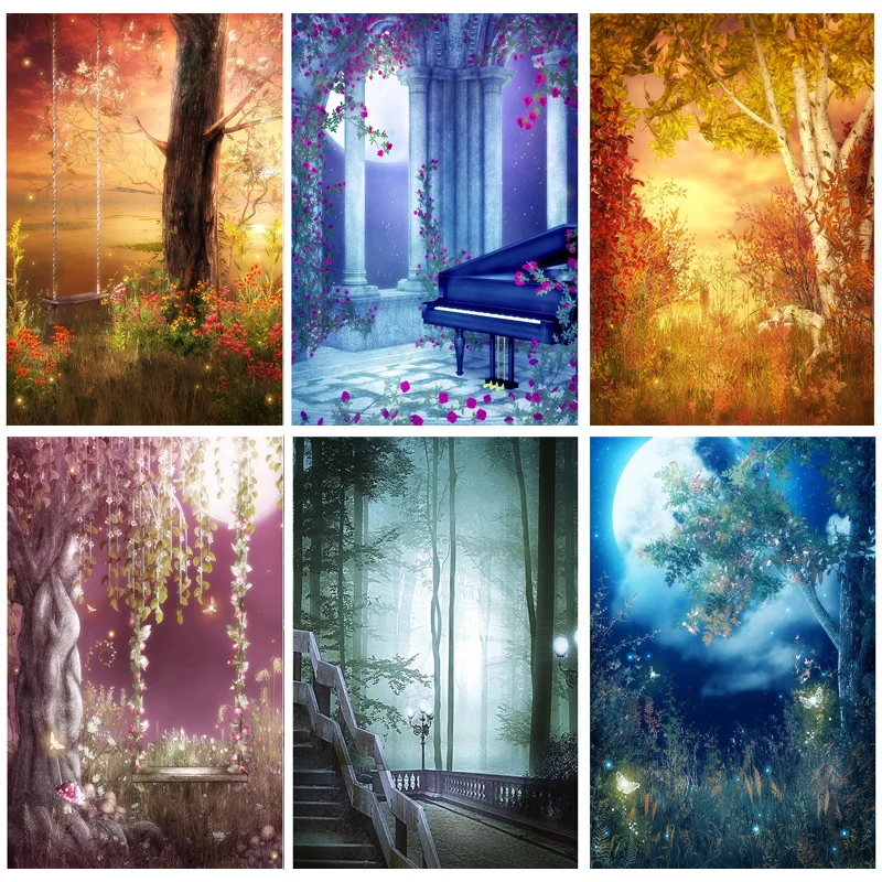 

ZHISUXI Vinyl Custom Dream Forest Castle Fairy Tale Children Photography Backdrops Prop Photo Background 2158 TTW-04