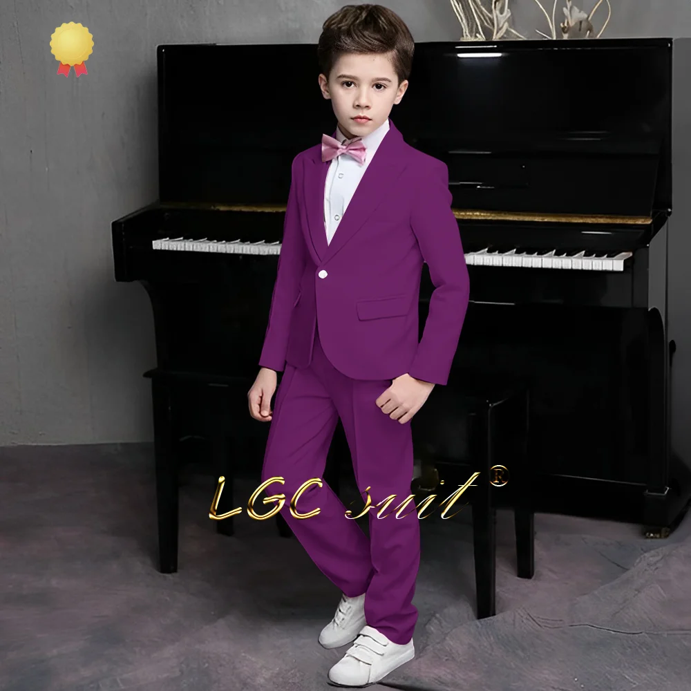 Boy\'s wedding performance pink customized suit 2-piece suit (blazer and trousers) suitable for children aged 2 to 16 years old