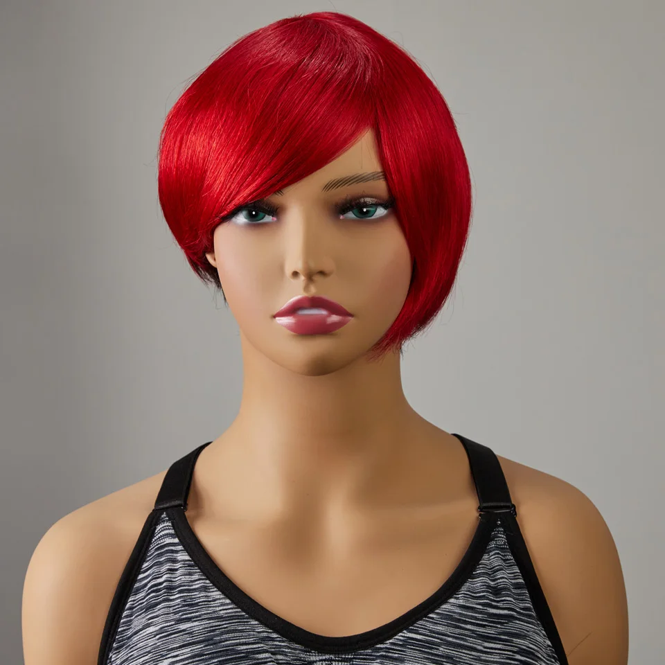 2pcs Brazilian Wigs on Sale Clearance Short BOB Human Hair Wig with Bangs Machine Made Straight Perruque Cheveux Humain