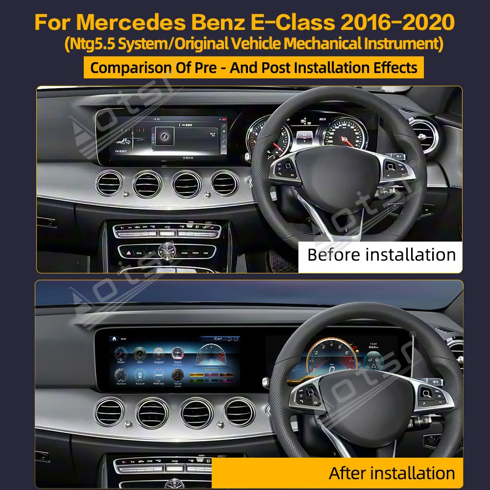 For Mercedes Benz E 2016-2020 12.3 Inch Dual Screen Car Radio Car Multimedia Video Player GPS Navigation Carplay Unit HD WIFI