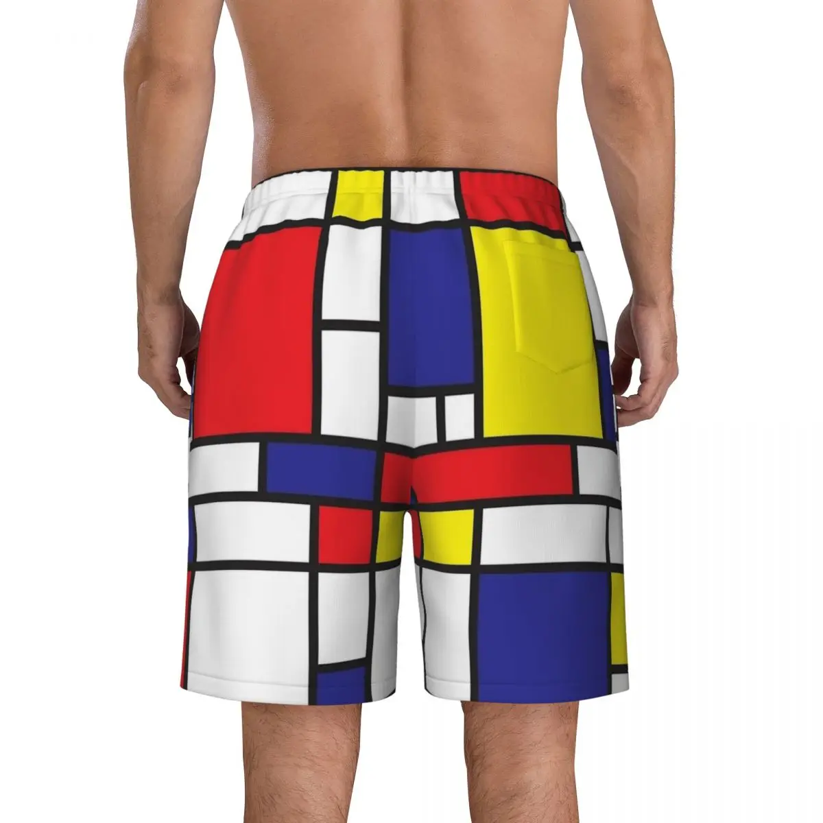 Swimwear Piet Mondrian Board Shorts Summer Abstract Geometric Art Red Blue Yellow Rectangles Beach Shorts Men Swimming Trunks
