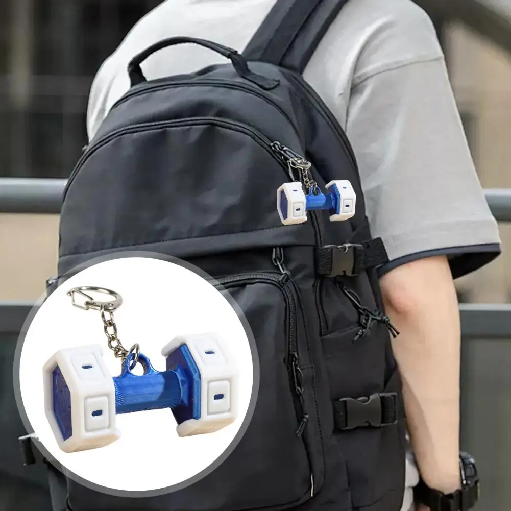 Porte-clés haltère de gym imprimé en 3D, accessoire de sac à dos, cadeau pour les amateurs de sport et de fitness