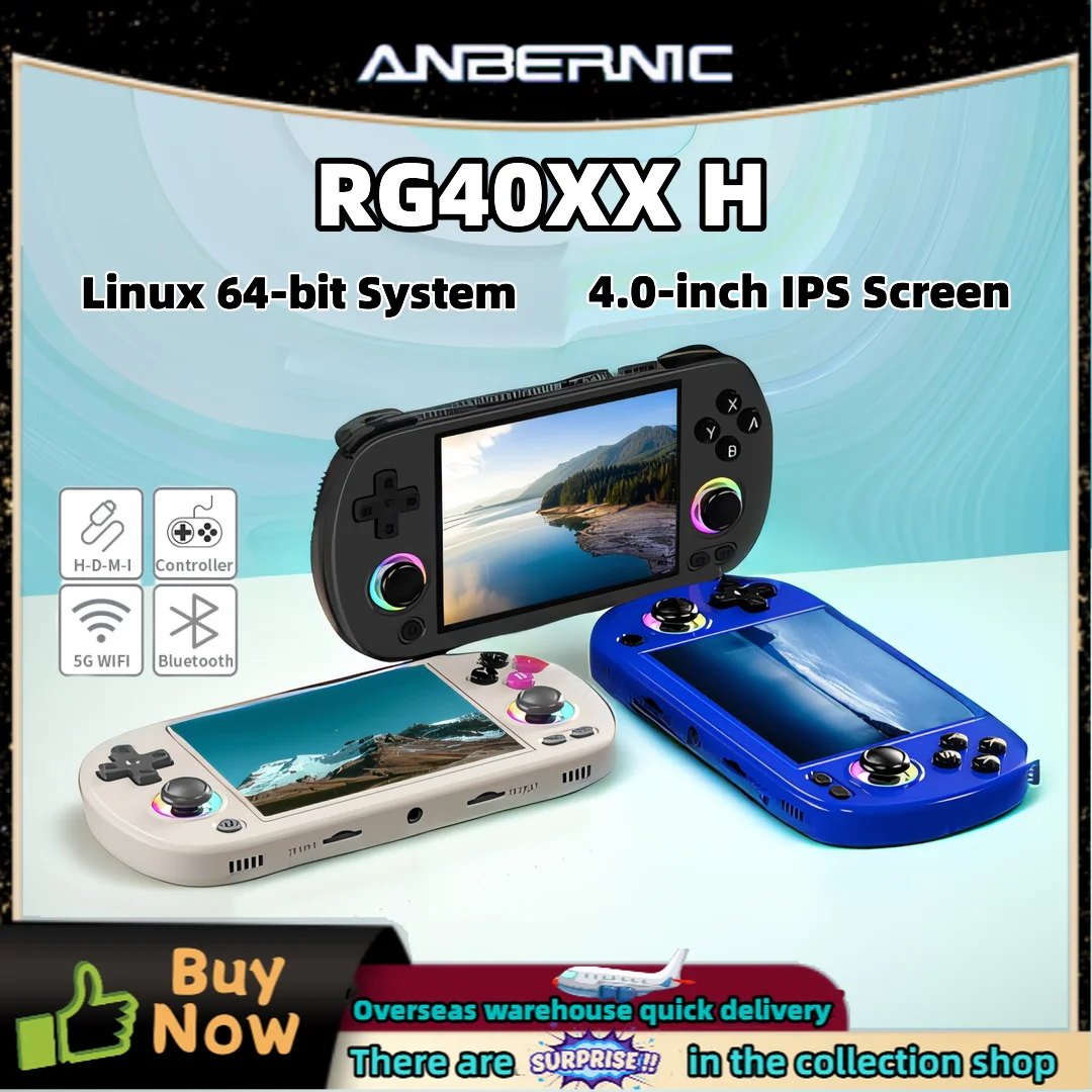 ANBERNIC RG40XX H portable Handheld Game Console Retro Video Gaming Console 4.0-inch IPS Screen Linux 64-bit System 5G WiFi Gift