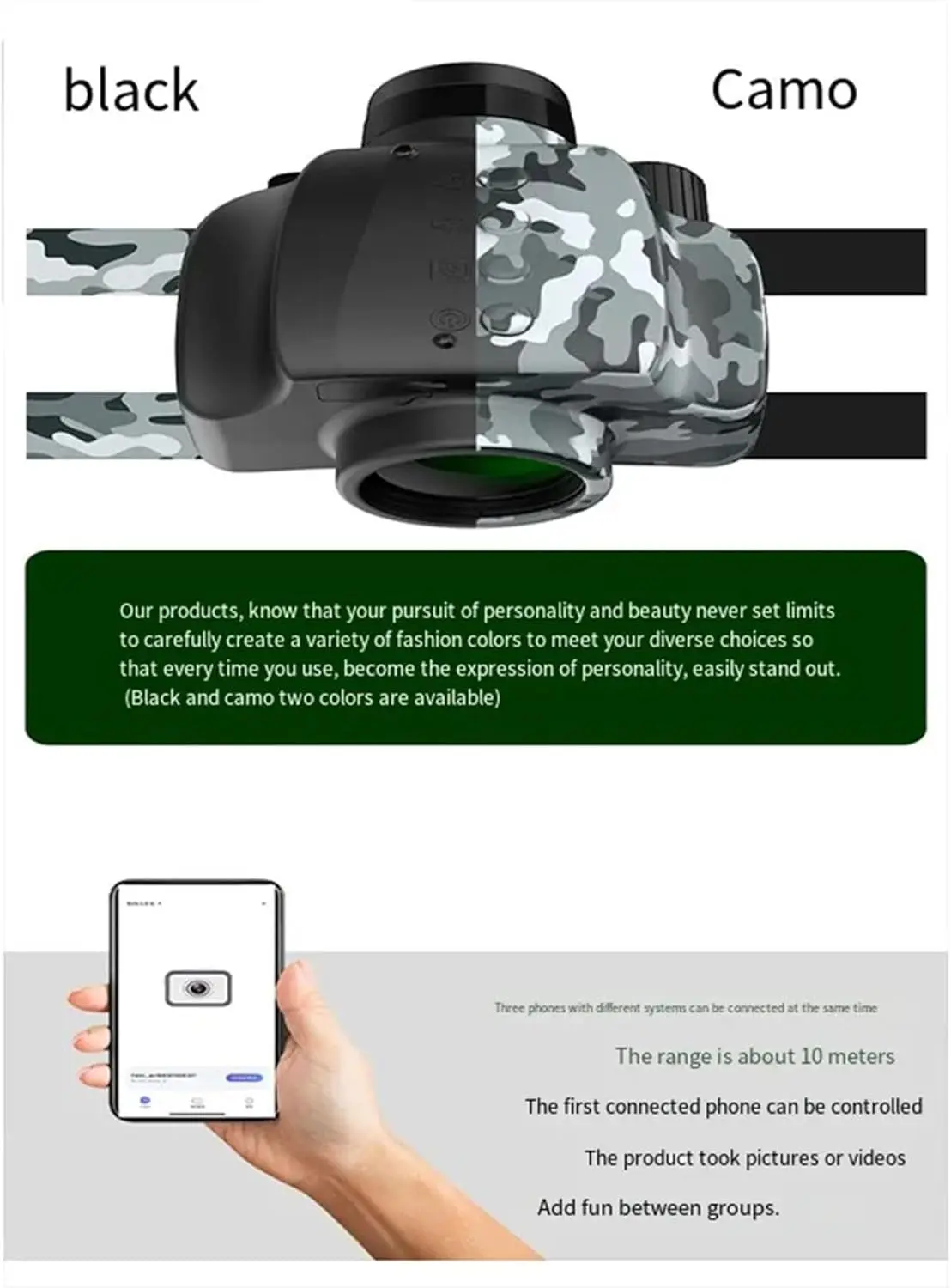 كاميرا مدمجة أحادية العين رقمية مقاومة للماء مقاس 8 × 42 منشور Bak4 لمشاهدة الطيور والمشي لمسافات طويلة والسفر ومشاهدة الطيور السوداء والمشي لمسافات طويلة