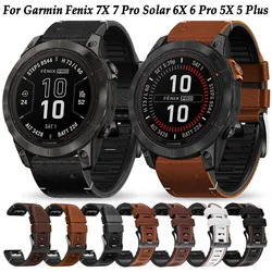 22 26mm Quickfit Leather+Silicone Watchband Straps For Garmin Fenix 6X 7X Pro Solar 5X Easyfit Wrist Strap For Fenix 7 6 5 Watch