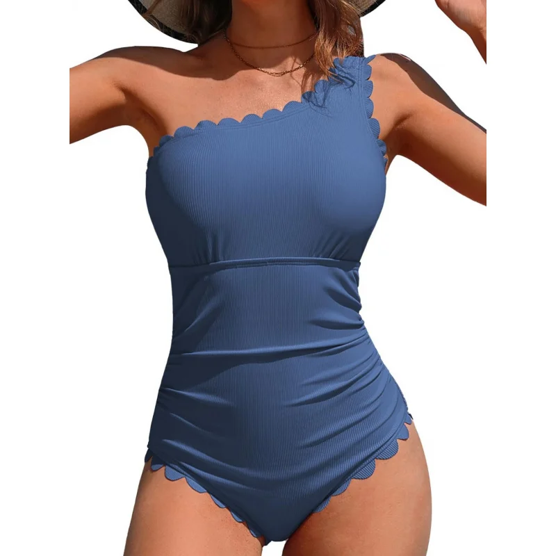 2025New One-Piece Swimsuit Sexy Solid Color Strap Tight Lace Bikini