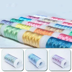 1 rotolo filo per cucire Glitter punto croce filato per cucire filo per ricamo tessuto fili per maglieria linea di seta tessile filato metallico