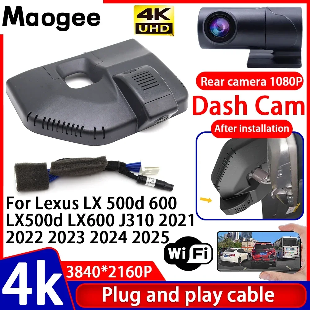 Grabadora de Video Visio 4K, Cámara DVR para Auto, Plug and Play, para Lexus LX 500d 600 LX500d LX600 J310 2021 2022 2023 2024 2025