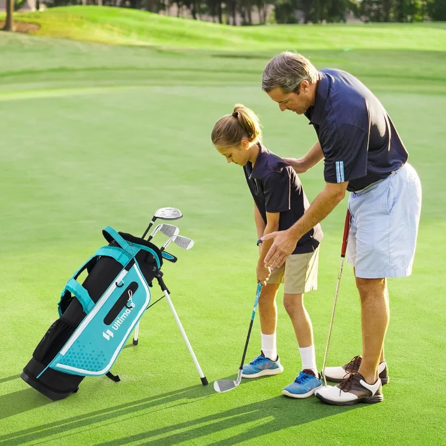 مجموعة نادي الجولف الكاملة للصغار للأعمار اليمنى 57 810 و1113 تتضمن 4 أو 6 نوادي مع حقيبة حامل قابلة للتعديل للممارسة