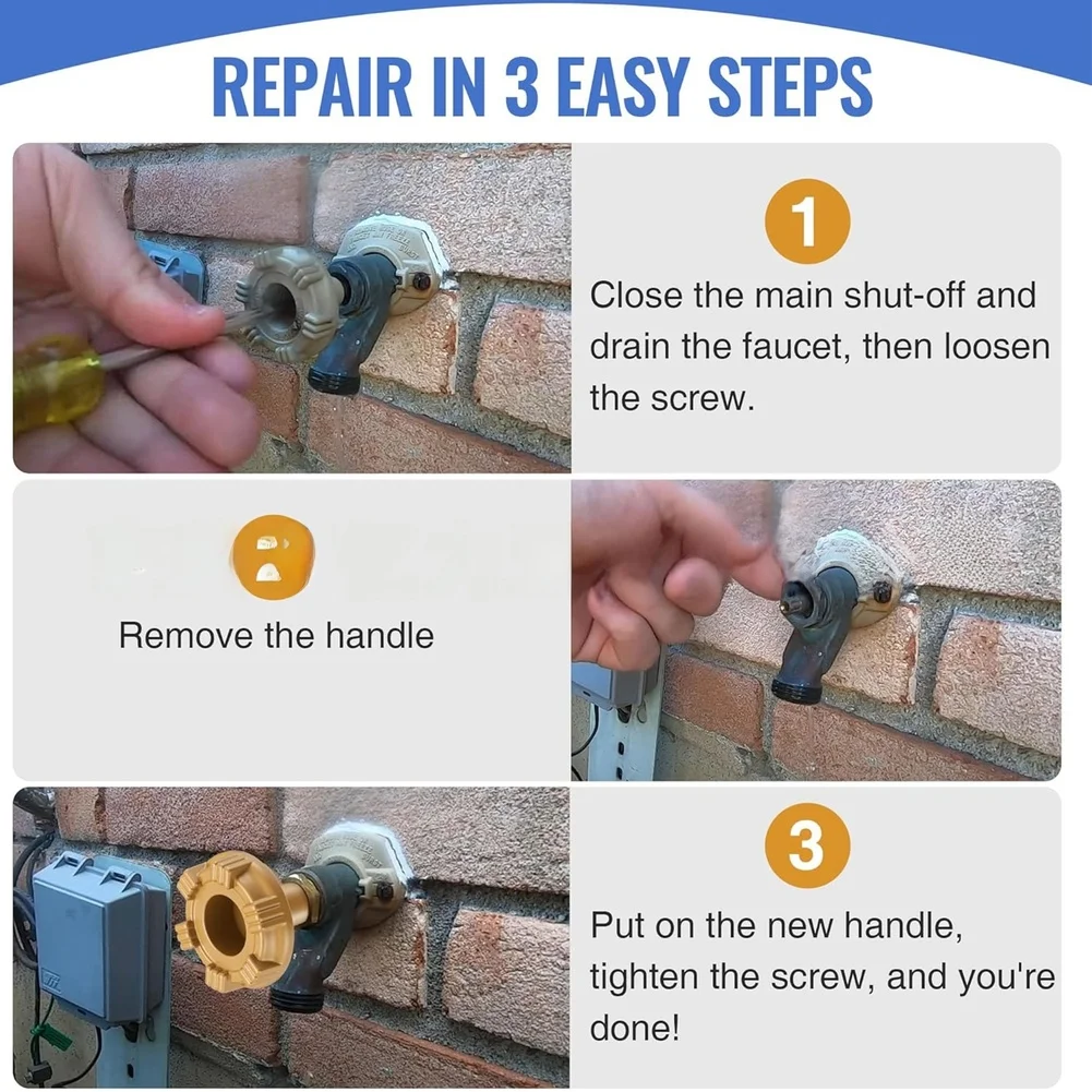 Repair Kit Gold Handle Repair Kit Sturdy Metal Construction Tight Leak-resistant Fit For Outdoor Faucet Repair