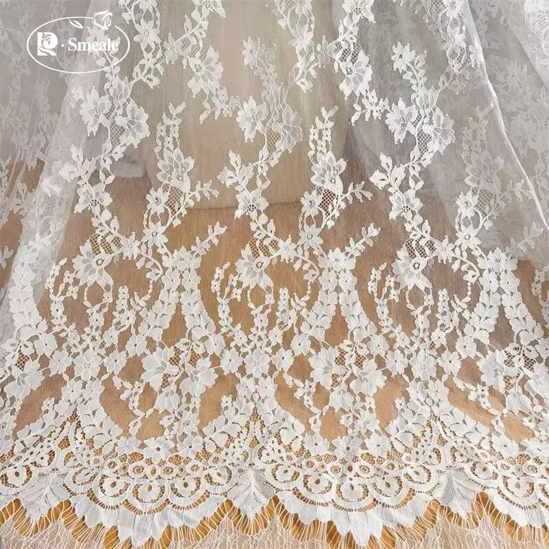

3MX1.5M Rope Embroidery and Woven Eyelash Lace Fabric for Wedding Dress,DIY Sewing White Lace Fabric.High Quality 2026