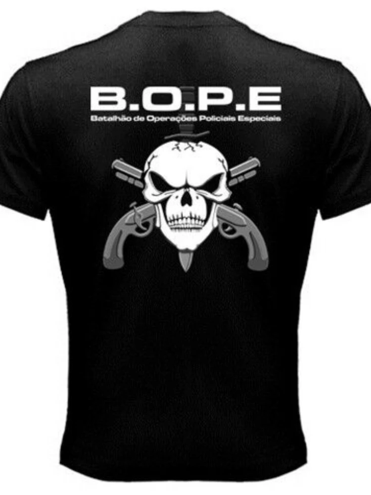 BOPE Tropa De Elite البرازيل الخاصة قوات النخبة العسكرية تي شيرت قصير الأكمام عادية 100% القطن الرجال تي شيرت